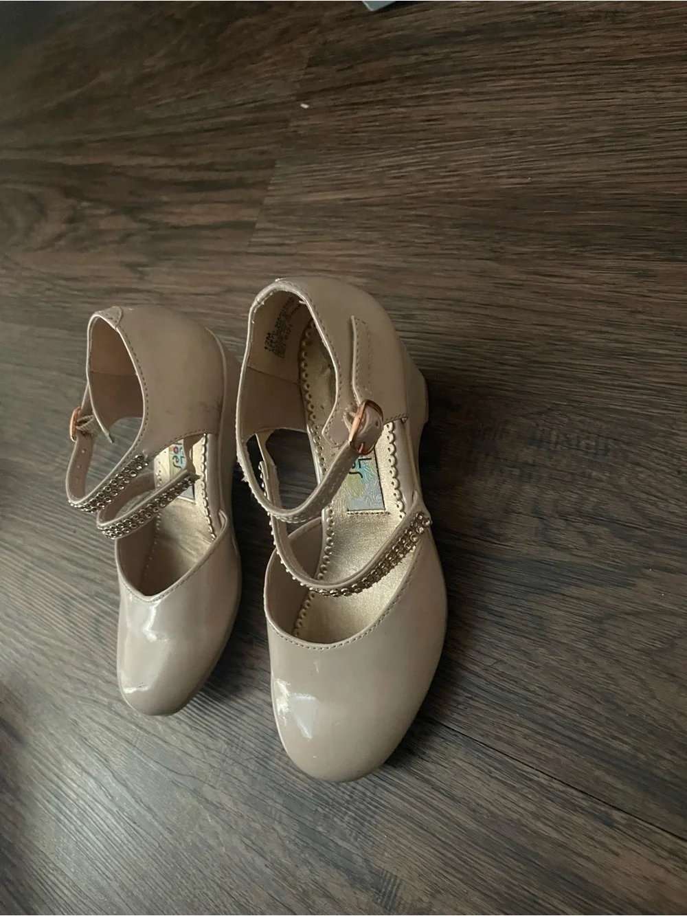 Rachel Cream Patent Mary Janes with Decorative Chain Straps